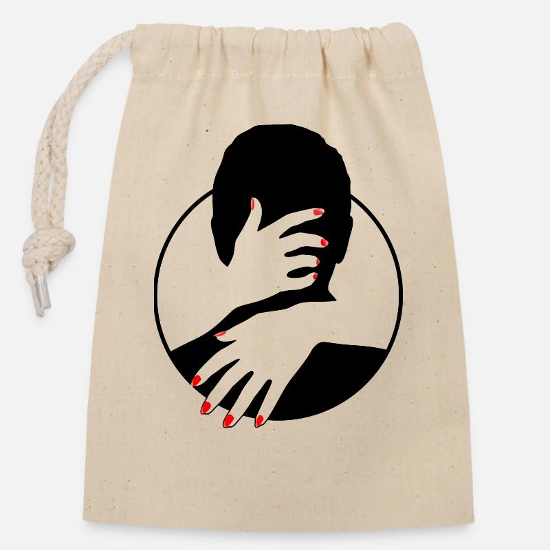 Amour - Amour de soi - Saint-Valentin - Sac cadeau en coton avec cordon (14 x 20 cm) - nature