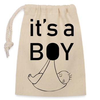 Grossesse Baby shower Babyshower Boy Girl - Sac cadeau en coton avec cordon (14 x 20 cm) - nature - Devant
