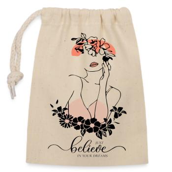Art moderne, Art line, believe in your dream - Sac cadeau en coton avec cordon (14 x 20 cm) - nature - Devant