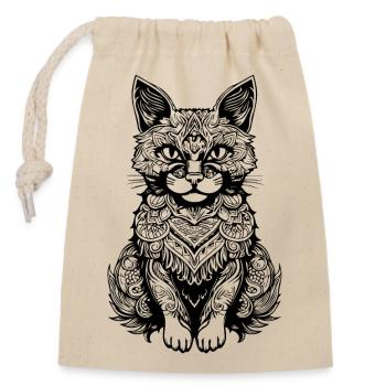 Katze Katzen Kätzchen Katzendame - Verschließbarer Geschenkbeutel aus Baumwolle (14x20cm) - Natur - Vorne