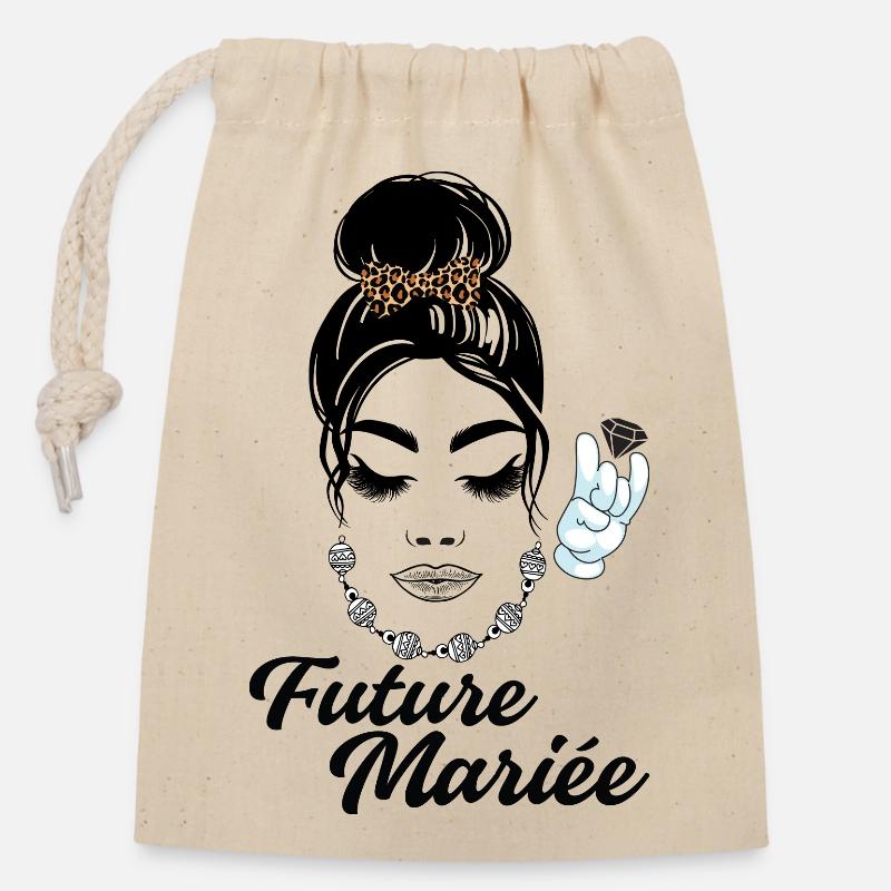 Enterrement de vie de garçon EVG Future Marié - Sac cadeau en coton avec cordon (14 x 20 cm) - nature