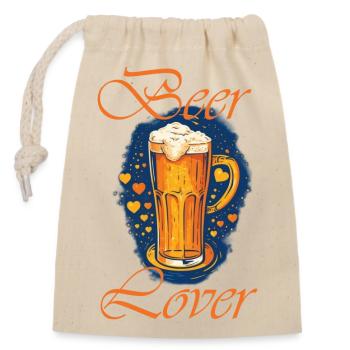Beer Lover - Closable cotton gift bag (14x20cm) - nature - Front