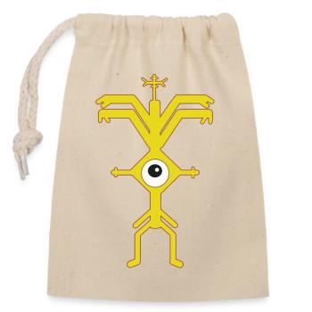 Fête Fun Logo Homme Un Œil Psyclops Jaunes - Sac cadeau en coton avec cordon (14 x 20 cm) - nature - Devant