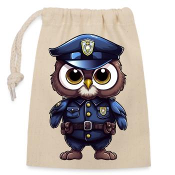 Hibou de la police - Sac cadeau en coton avec cordon (14 x 20 cm) - nature - Devant