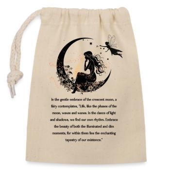 Contemplation de la conception de la fée assise sur la lune - Sac cadeau en coton avec cordon (14 x 20 cm) - nature - Devant