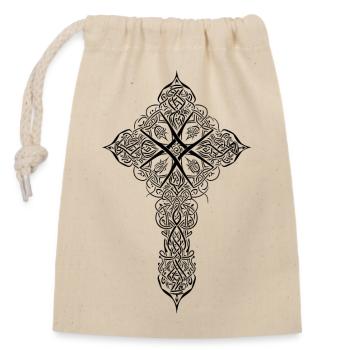 Mandala cross - Closable cotton gift bag (14x20cm) - nature - Front