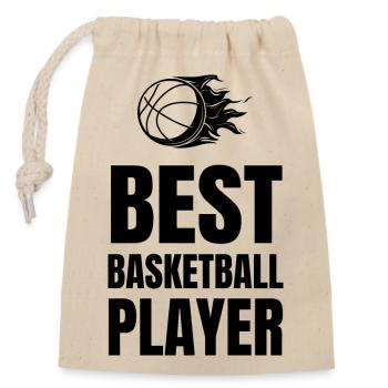 Basketball - Verschließbarer Geschenkbeutel aus Baumwolle (14x20cm) - Natur - Vorne