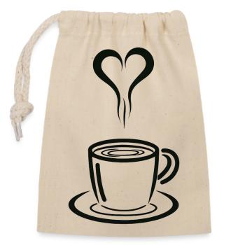Tasse à café, tasse à thé, amour Barista - Sac cadeau en coton avec cordon (14 x 20 cm) - nature - Devant