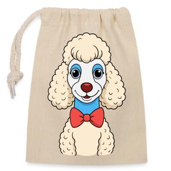 Caniche élégant avec noeud papillon - Sac cadeau en coton avec cordon (14 x 20 cm) - nature - Devant