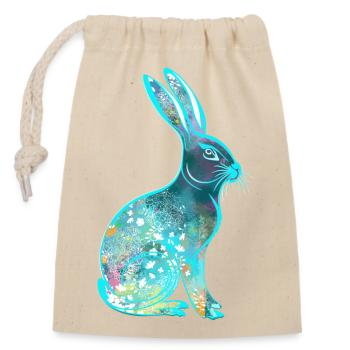 Bunter Osterhase Hase Watercolor - Verschließbarer Geschenkbeutel aus Baumwolle (14x20cm) - Natur - Vorne