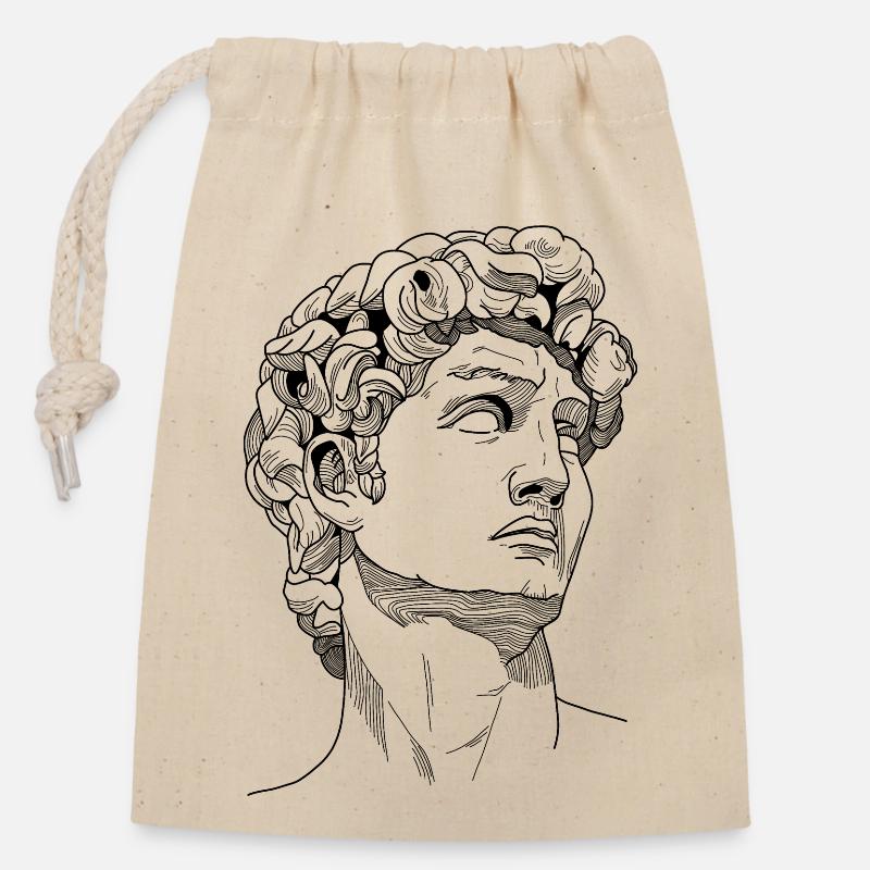 Statue - Sac cadeau en coton avec cordon (14 x 20 cm) - nature