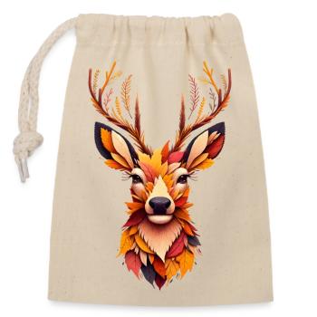 A deer made of different leaves - Closable cotton gift bag (14x20cm) - nature - Front