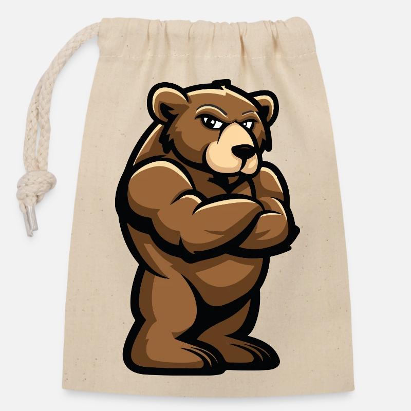 Bear Grizzly Bear Brown Bear - Closable cotton gift bag (14x20cm) - nature