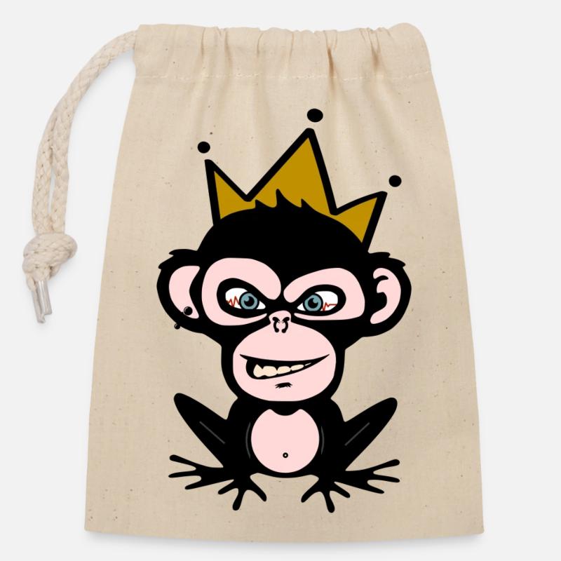 Der Affenfrosch - La grenouille singe - Sac cadeau en coton avec cordon (14 x 20 cm) - nature