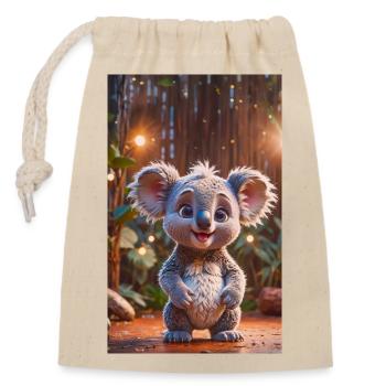 super süßes australisches Tier Down Under Koala Bär - Verschließbarer Geschenkbeutel aus Baumwolle (14x20cm) - Natur - Vorne