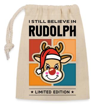 Rudolph - Verschließbarer Geschenkbeutel aus Baumwolle (14x20cm) - Natur - Vorne