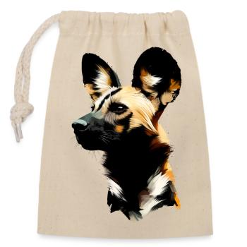 Afrikanischer Wildhund - Verschließbarer Geschenkbeutel aus Baumwolle (14x20cm) - Natur - Vorne