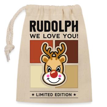 Rudolph - Verschließbarer Geschenkbeutel aus Baumwolle (14x20cm) - Natur - Vorne