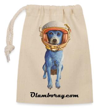 Laly Blue Cosmonaute - Closable cotton gift bag (14x20cm) - nature - Front