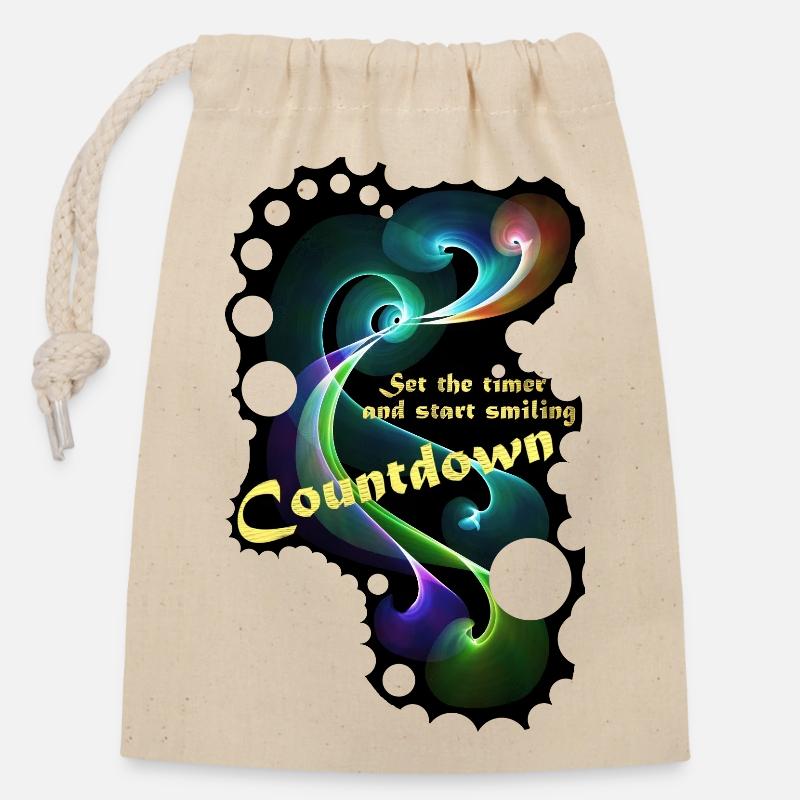 Countdown Smiling timer - Verschließbarer Geschenkbeutel aus Baumwolle (14x20cm) - Natur