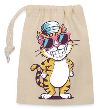 Ambiance de chat cool - Sac cadeau en coton avec cordon (14 x 20 cm) - nature - Devant