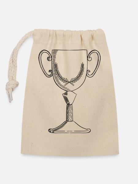 Pokal - Verschließbarer Geschenkbeutel aus Baumwolle (14x20cm) - Natur