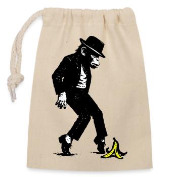 Singe avec chapeau - Sac cadeau en coton avec cordon (14 x 20 cm) - nature - Devant