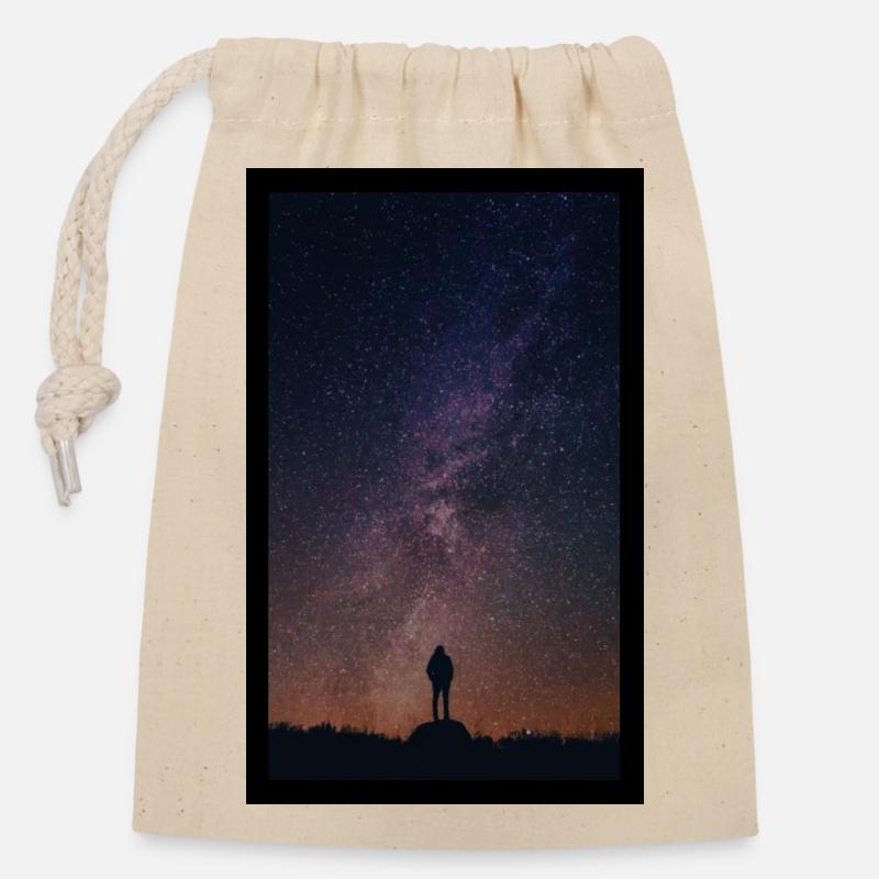 Ciel Noir Photo Science Fiction - Sac cadeau en coton avec cordon (14 x 20 cm) - nature