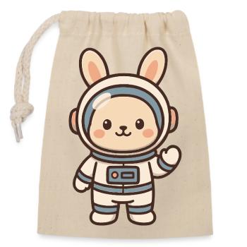 Lapin en costume d'astronaute - Sac cadeau en coton avec cordon (14 x 20 cm) - nature - Devant