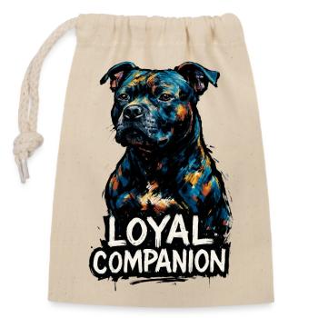 Staffordshire Bullterrier - treuer Begleiter - Verschließbarer Geschenkbeutel aus Baumwolle (14x20cm) - Natur - Vorne