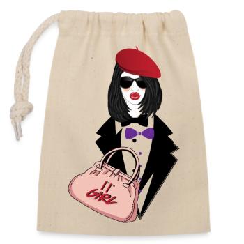Fille IT - Sac cadeau en coton avec cordon (14 x 20 cm) - nature - Devant