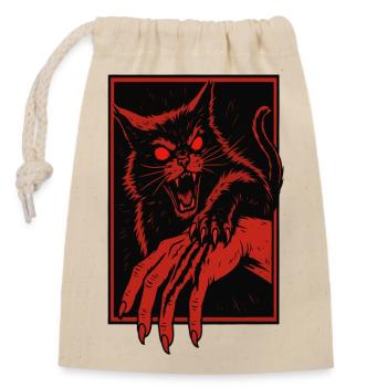 Crimson Fang Cat Assault - Closable cotton gift bag (14x20cm) - nature - Front