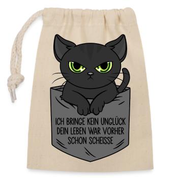 Je n’apporte pas de malchance Sac de poitrine de chat noir - Sac cadeau en coton avec cordon (14 x 20 cm) - nature - Devant