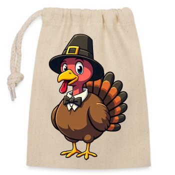 Thanksgiving Drôle Dinde de Thanksgiving - Sac cadeau en coton avec cordon (14 x 20 cm) - nature - Devant