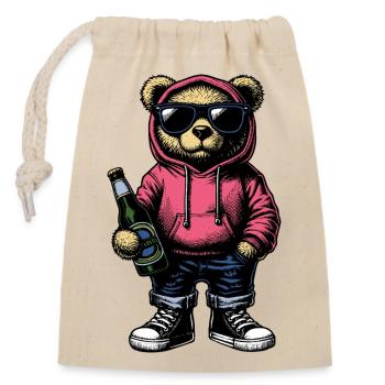 Cool Bear - Closable cotton gift bag (14x20cm) - nature - Front