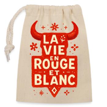 La vie en rouge est blanc - Féria - Sac cadeau en coton avec cordon (14 x 20 cm) - nature - Devant