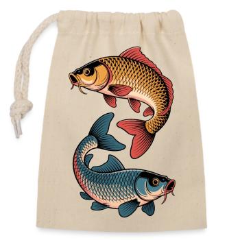Colored Carp Fish - Closable cotton gift bag (14x20cm) - nature - Front