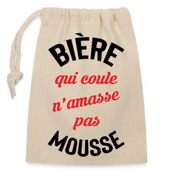 Rolling beer doesn't build foam - Closable cotton gift bag (14x20cm) - nature - Front