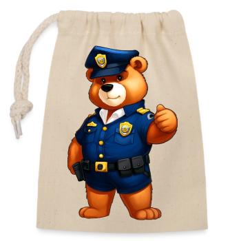 Ours de la Police - Sac cadeau en coton avec cordon (14 x 20 cm) - nature - Devant