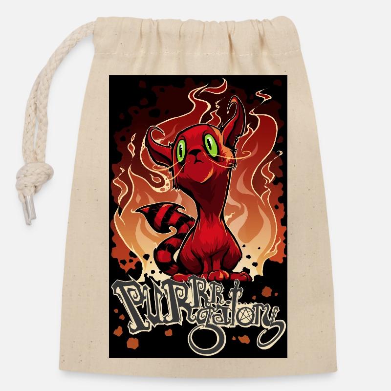Purrrgatory - Closable cotton gift bag (14x20cm) - nature