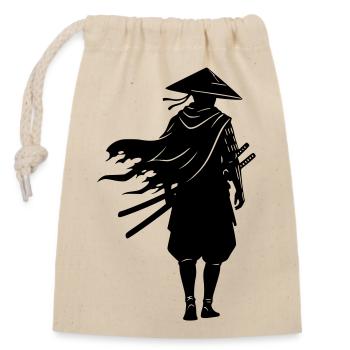 Schatten Krieger Samurai Strohhut - Verschließbarer Geschenkbeutel aus Baumwolle (14x20cm) - Natur - Vorne