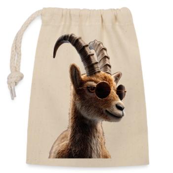 Steinbock Ziege Alpensteinbock Capricorn Ziegen - Verschließbarer Geschenkbeutel aus Baumwolle (14x20cm) - Natur - Vorne
