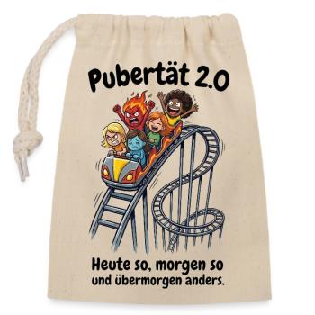 Pubertät 2.0 - Menopause & Achterbahn der Gefühle - Verschließbarer Geschenkbeutel aus Baumwolle (14x20cm) - Natur - Vorne