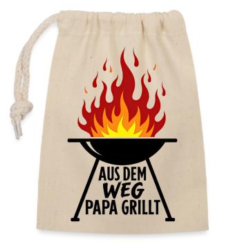 Grillen Grillsaison Papa Am Grill Papa Grillt - Verschließbarer Geschenkbeutel aus Baumwolle (14x20cm) - Natur - Vorne