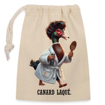 Canard en peignoir chic et miroir - Canard Laqué - Sac cadeau en coton avec cordon (14 x 20 cm) - nature - Devant