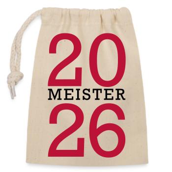 Meister 2026 Meisterschaft - Verschließbarer Geschenkbeutel aus Baumwolle (14x20cm) - Natur - Vorne