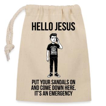 Hello Jesus - Dank Meme Sarcastic - Closable cotton gift bag (14x20cm) - nature - Front