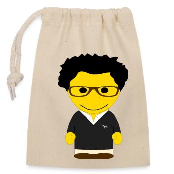 GEEKLEY avatar glasses black V-neck sweater - Closable cotton gift bag (14x20cm) - nature - Front