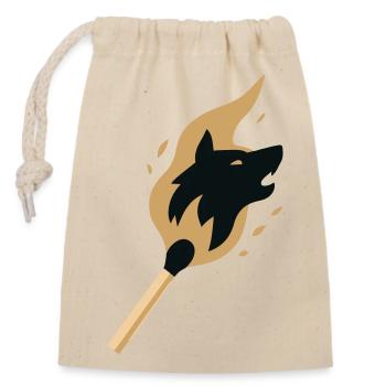 Loup Solitaire Enflammé Allumette Style Alpha - Sac cadeau en coton avec cordon (14 x 20 cm) - nature - Devant