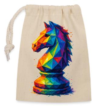 Cavalier Géométrique : L'Agilité du Saut - Sac cadeau en coton avec cordon (14 x 20 cm) - nature - Devant